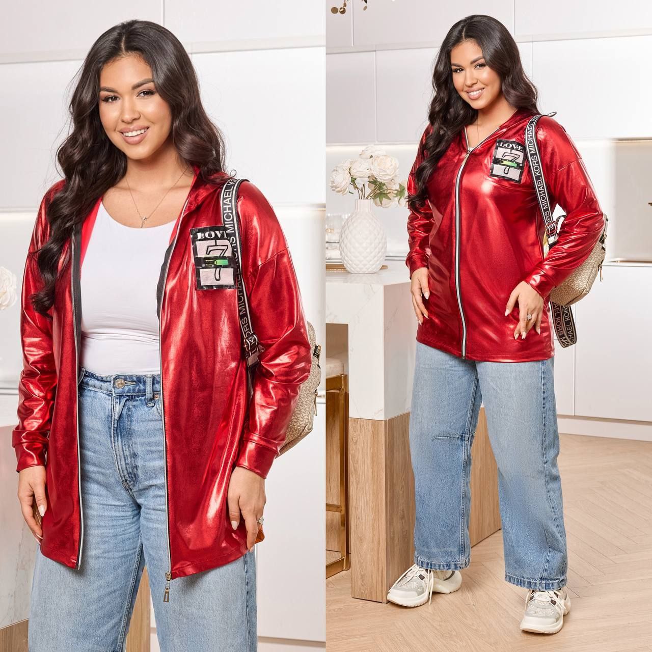 Вітрівка лакована
Вітровка Модель № 
Тканина : шкіра - лаке  ( гарно тягнеться )
Довжина вітровки  : 77 см.
Довжина рукава : 72 см .
Практична вітровка на блискавці , з капюшоном , без підкладки .
Артикул: GARNA-789112