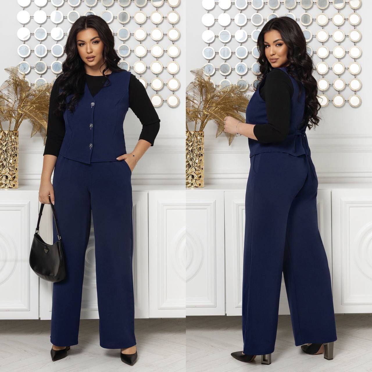 Новинка Костюм трикотажний
Костюм- штани палаццо та жилетка на гудзиках,якісний трикотаж
Артикул: GARNA-296545