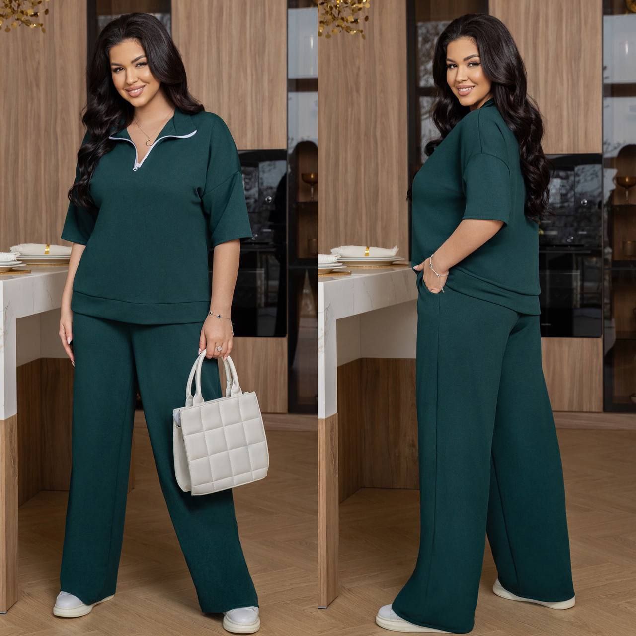 Костюмтрикотаж рубчик
Костюм двійка Мод № 7761
Тканина : рубчик ( гарно тягнеться )
Довжина кофти  : 70 см..
Довжина рукава : 45 см. ( від горловини ) 
Довжина штанів : 110 см. (пояс на гумці )
Практичний стильний костюм , штани прямого покрою   , з бічними кишенями  , пояс на гумці  , висока посадка . Кофта прямого покрою , на манжеті , рукав спущений . Тканина  гарної якості , зносостійка  , приємна на дотик , гарно тягнеться .
Артикул: GARNA-313899