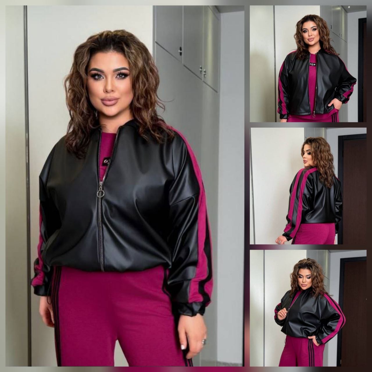 АКЦІЯ Куртка екошкіра
Тканина куртки  : якісна еко - шкіра  , підкладка 
Довжина куртки  : 66 см. 
Довжина рукава : 75 см 
Куртка на блискавці , рукав з ломпасом , низ на фіксаторі , на підкладці   
Артикул: GARNA-842522