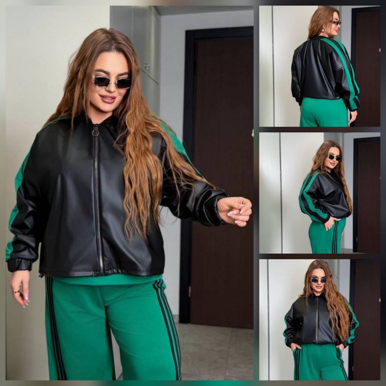 АКЦІЯ Куртка екошкіра
Тканина куртки  : якісна еко - шкіра  , підкладка 
Довжина куртки  : 66 см. 
Довжина рукава : 75 см 
Куртка на блискавці , рукав з ломпасом , низ на фіксаторі , на підкладці   
Артикул: GARNA-842522