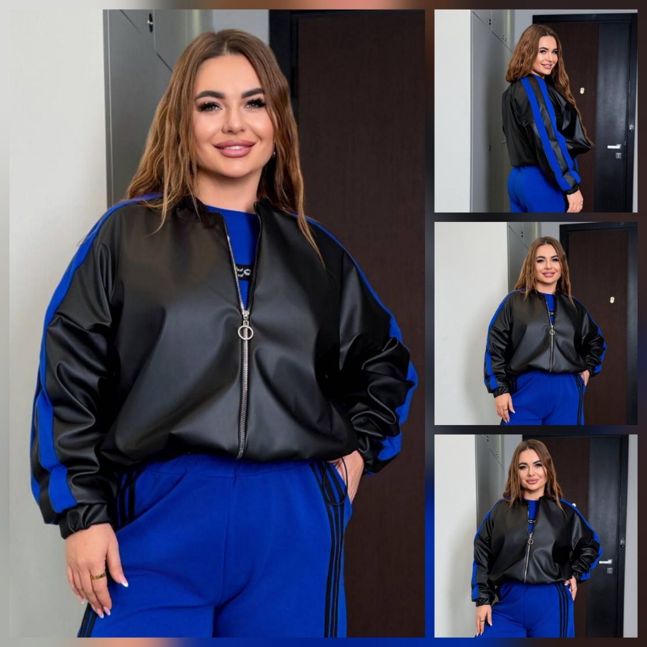 АКЦІЯ Куртка екошкіра
Тканина куртки  : якісна еко - шкіра  , підкладка 
Довжина куртки  : 66 см. 
Довжина рукава : 75 см 
Куртка на блискавці , рукав з ломпасом , низ на фіксаторі , на підкладці   
Артикул: GARNA-842522