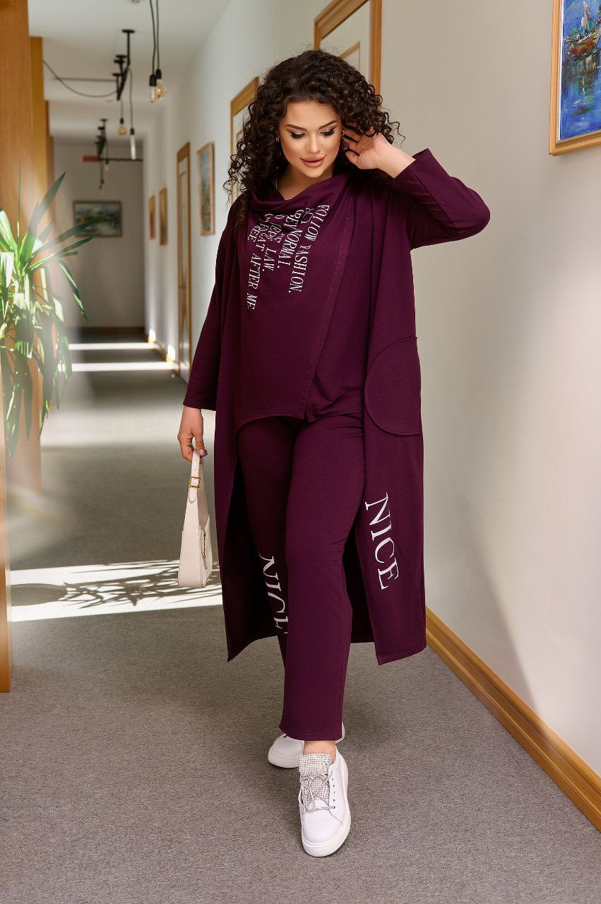 ЗНИЖКИ Костюм двонитка
Костюм 226вд
Тканина:
Двухнитка гарної якості не кошлатиться + декоровано апплікацією.
Артикул: GARNA-805323